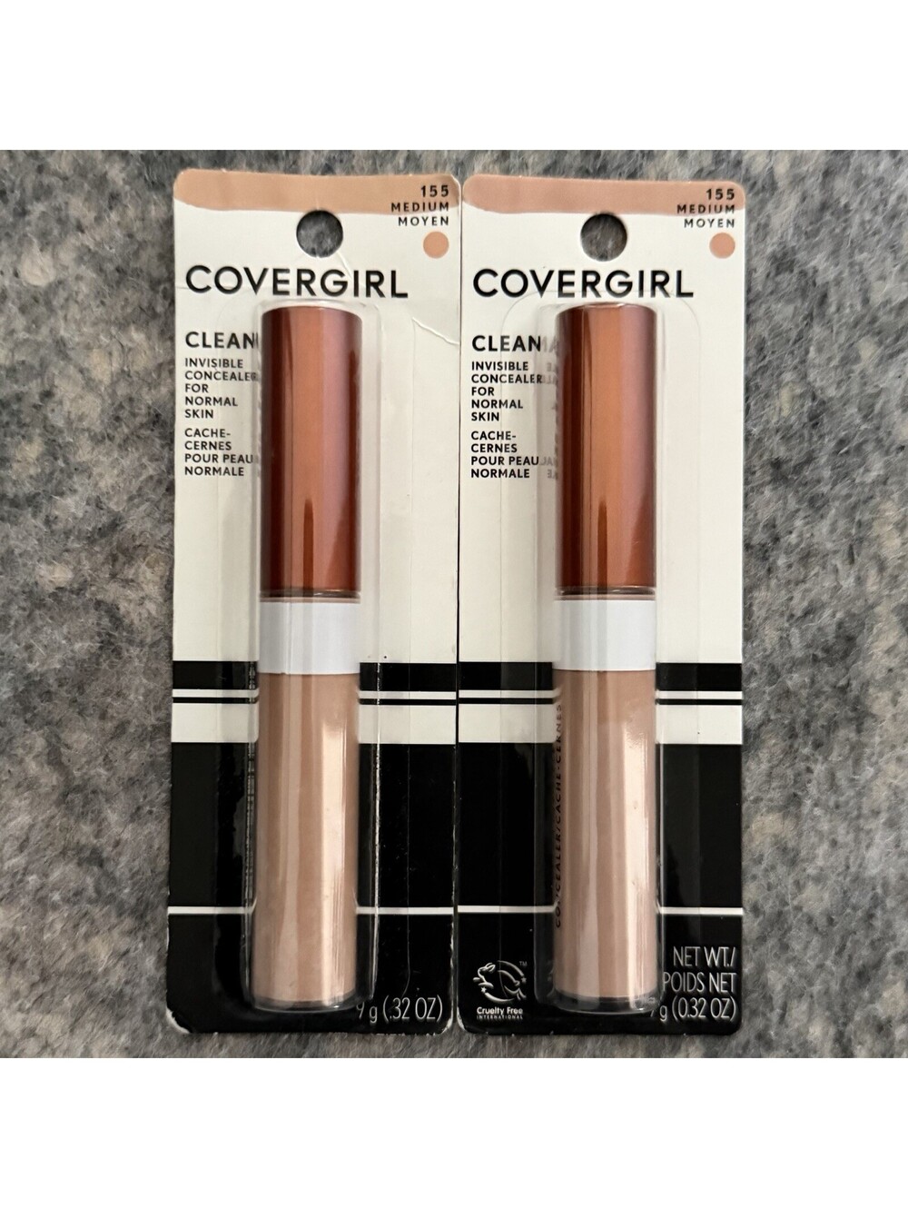 CoverGirl Clean Invisible Concealer 155 Medium 0.32 oz Lot of 2 NEW Sealed